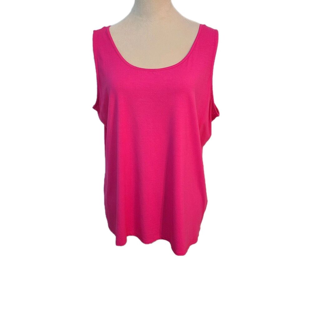 Charlie B Bamboo Reversible Tank Top XL Hot Pink V-Neck Soft Dopamine Minimalist